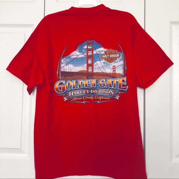 Harley Davidson Red SS T-Shirt w/ Spade n Wings - Picture 5 of 6